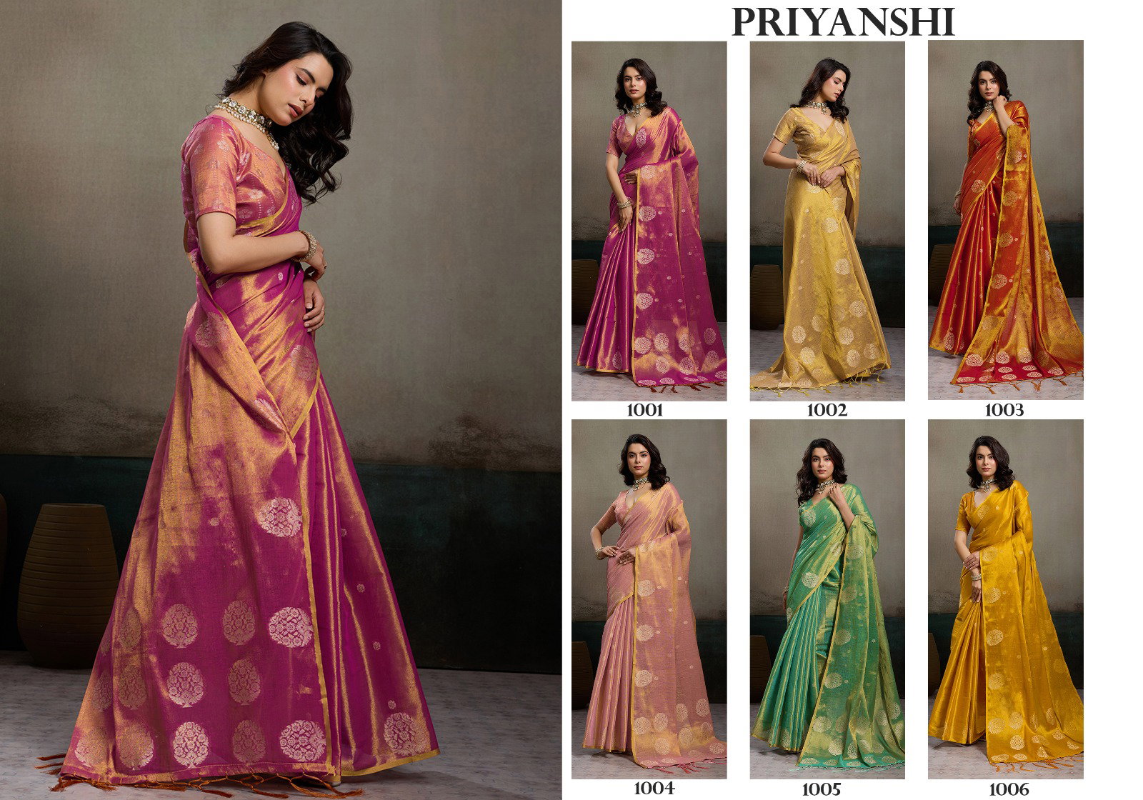 SSF PRESENT DAILY WEAR FANCY TISSUE SILK SAREE PRIYANSHI  SERIES 1001-1006 7