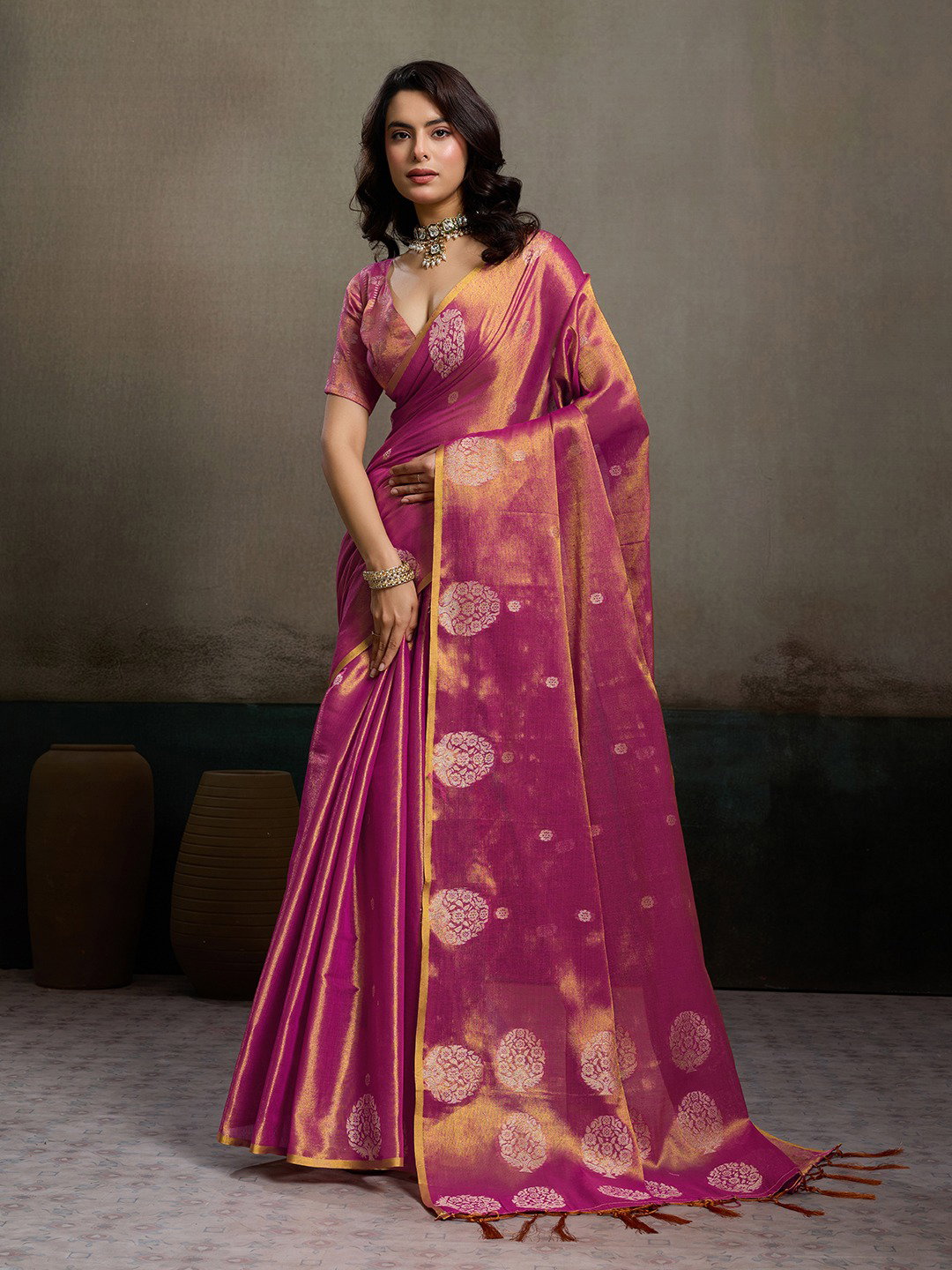 SSF PRESENT DAILY WEAR FANCY TISSUE SILK SAREE PRIYANSHI  SERIES 1001-1006 5
