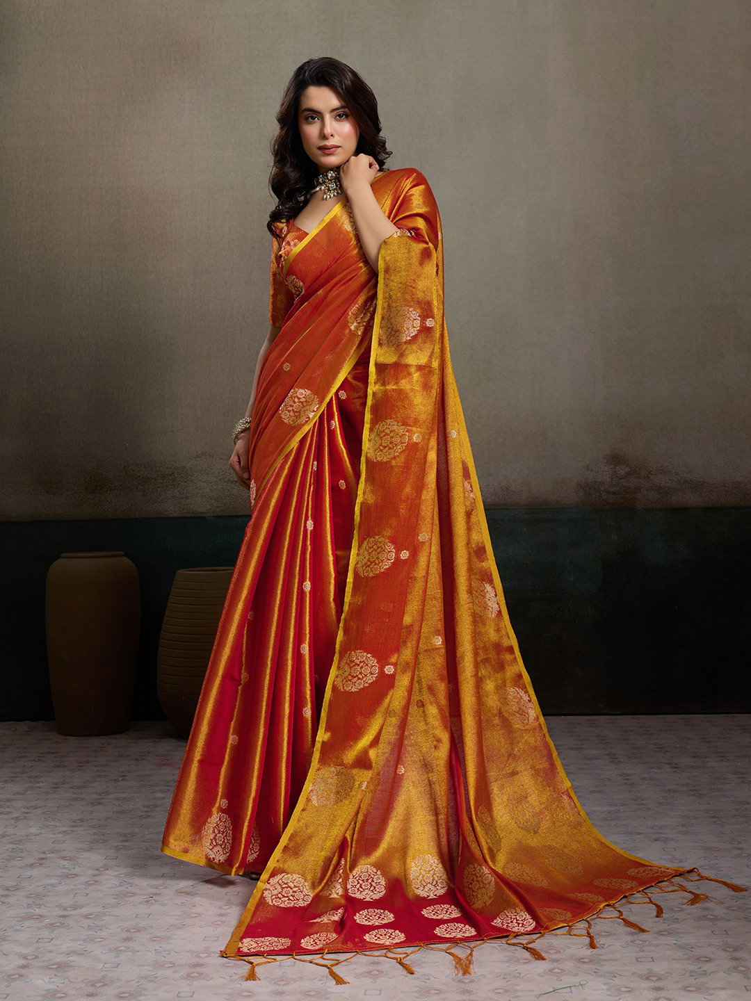 SSF PRESENT DAILY WEAR FANCY TISSUE SILK SAREE PRIYANSHI  SERIES 1001-1006 3