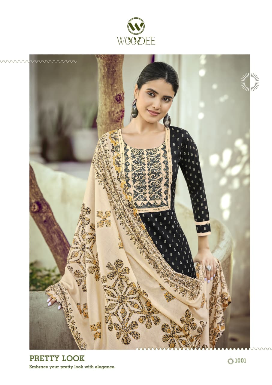 WOODEE PRESENT STRAIGHT CUT TOP WTH WITH BOTTOM DUPATTA  RANGOLI  CATLOUGLE SERIES 1001-1006 8