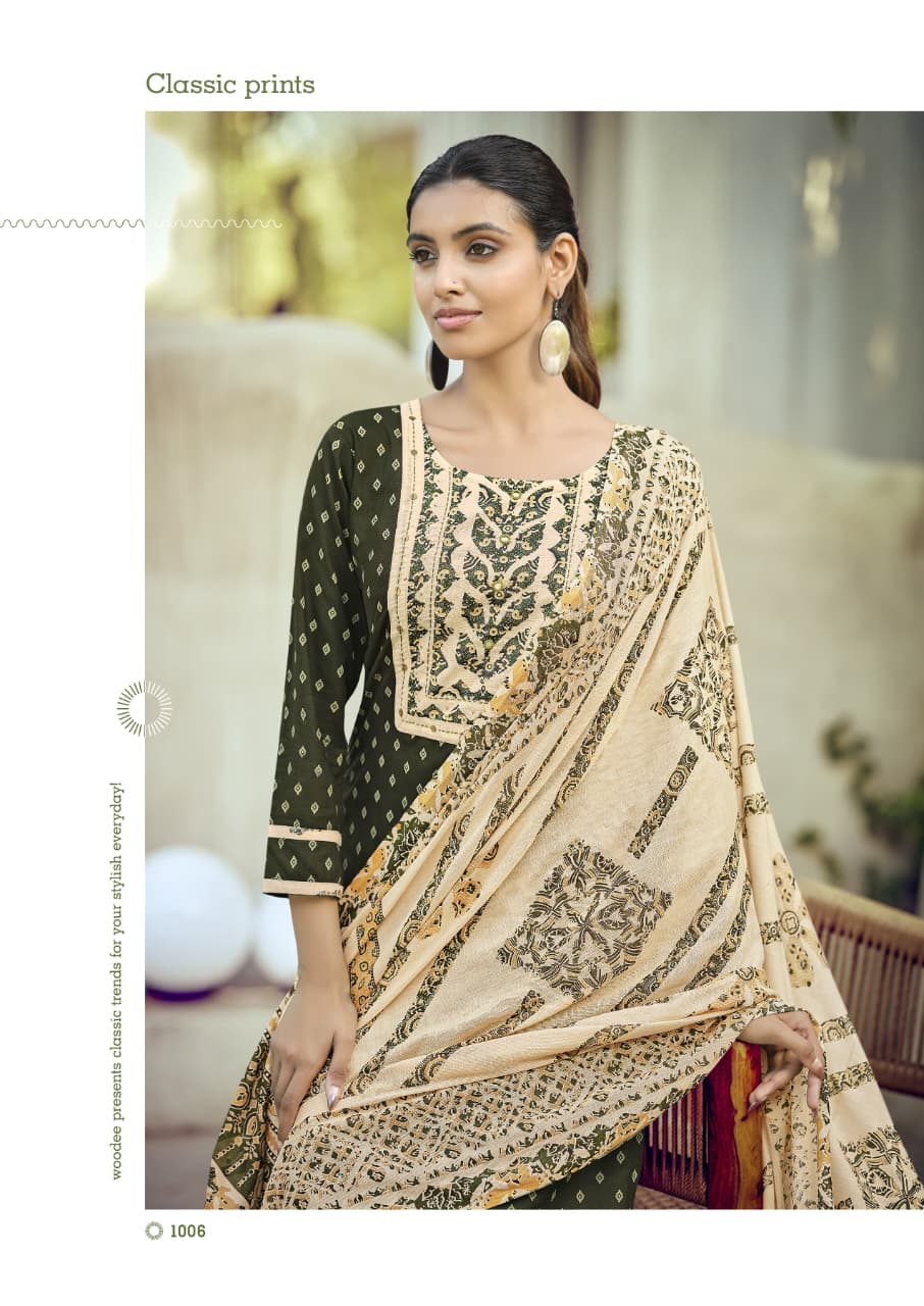WOODEE PRESENT STRAIGHT CUT TOP WTH WITH BOTTOM DUPATTA  RANGOLI  CATLOUGLE SERIES 1001-1006 11