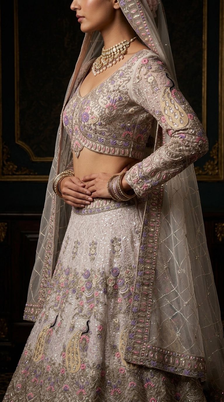 BOLLYWOOD  FANCY LEHENGA CHOLI WITH 4 MTR FLAIR CODING SEQUENCES WORK LEHENGA OFF WHITE 12