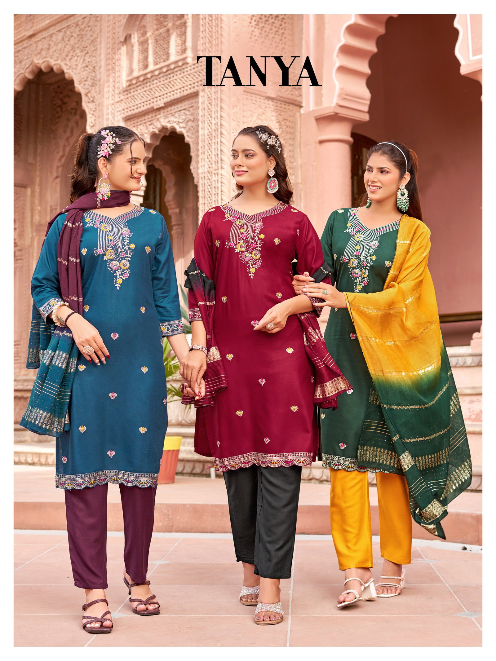 BANWARY PRESENT TANYA KURTI PAINT WITH DUPPTA SEREIS 1001-1008 WITH SEQUENCES JARI EMBRODIERY 17