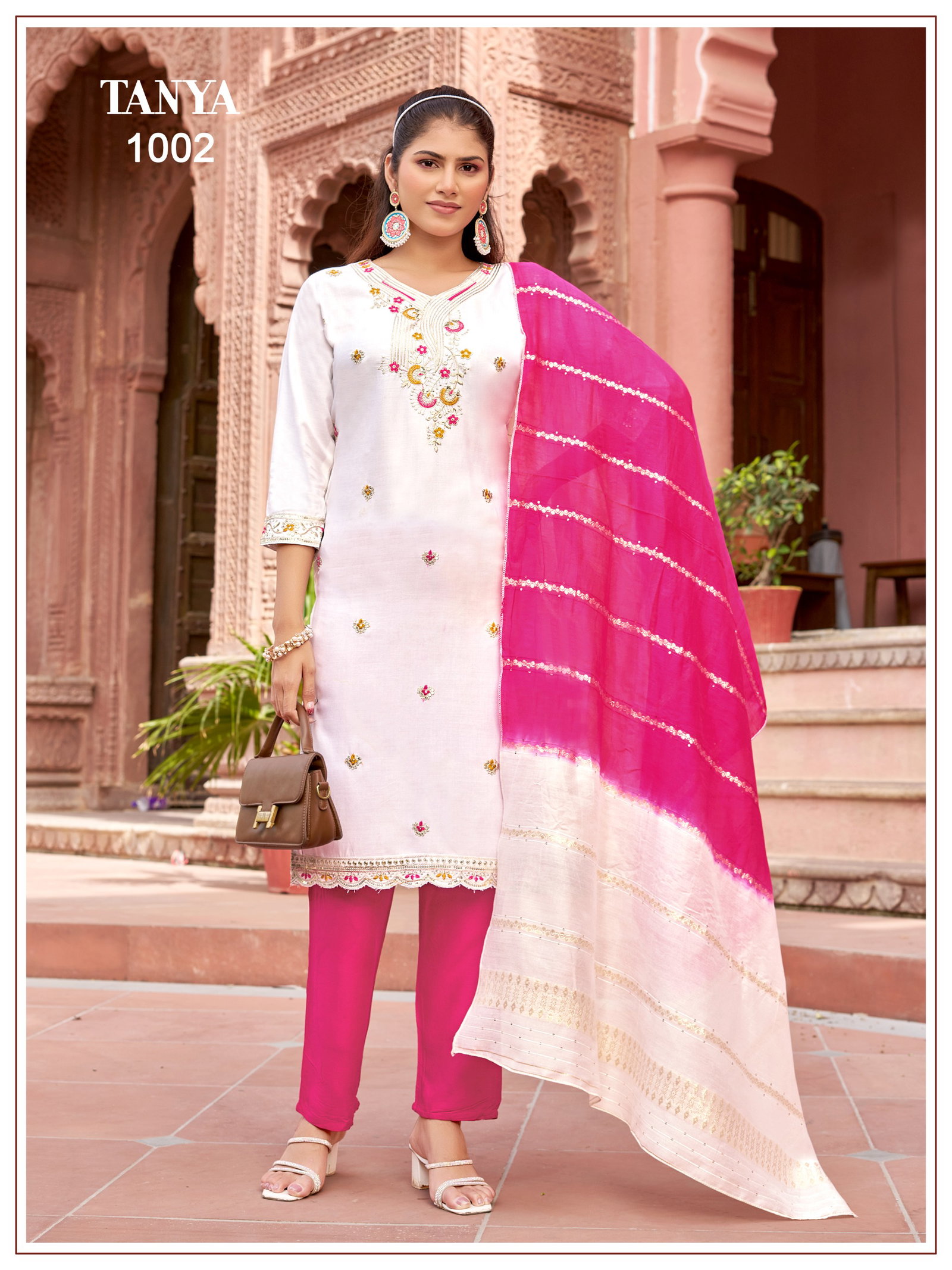 BANWARY PRESENT TANYA KURTI PAINT WITH DUPPTA SEREIS 1001-1008 WITH SEQUENCES JARI EMBRODIERY 15