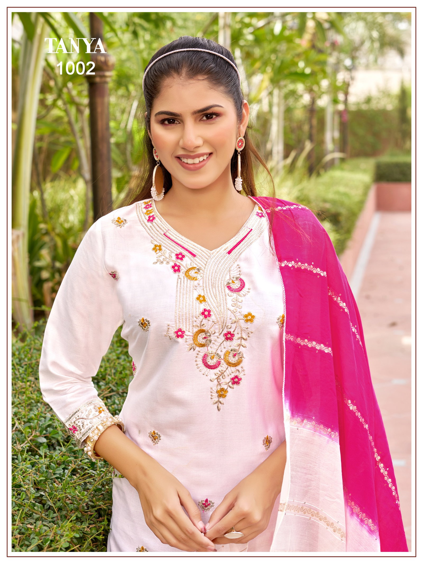 BANWARY PRESENT TANYA KURTI PAINT WITH DUPPTA SEREIS 1001-1008 WITH SEQUENCES JARI EMBRODIERY 8