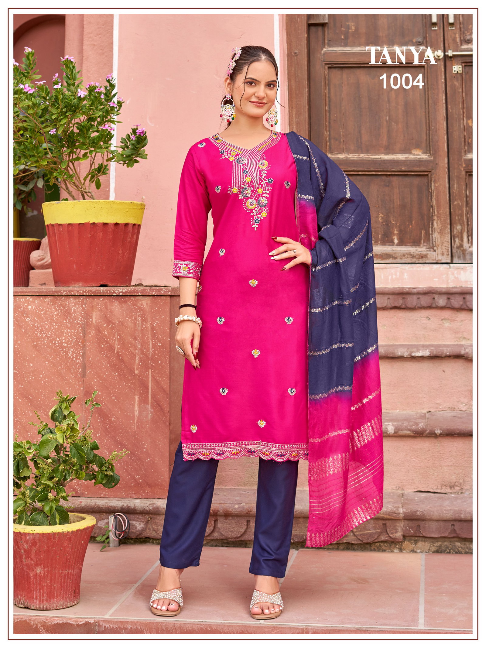 BANWARY PRESENT TANYA KURTI PAINT WITH DUPPTA SEREIS 1001-1008 WITH SEQUENCES JARI EMBRODIERY 11