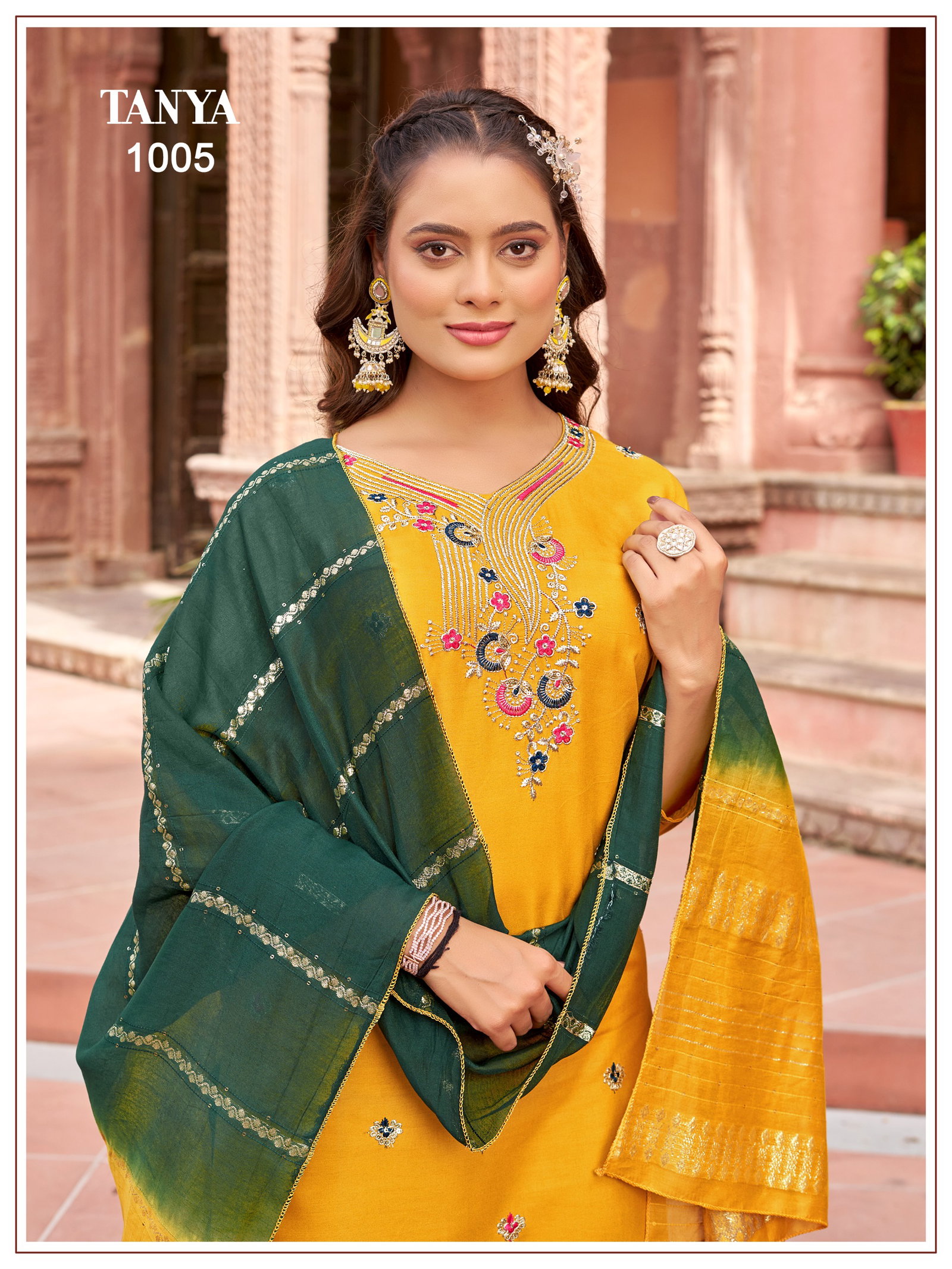 BANWARY PRESENT TANYA KURTI PAINT WITH DUPPTA SEREIS 1001-1008 WITH SEQUENCES JARI EMBRODIERY 5