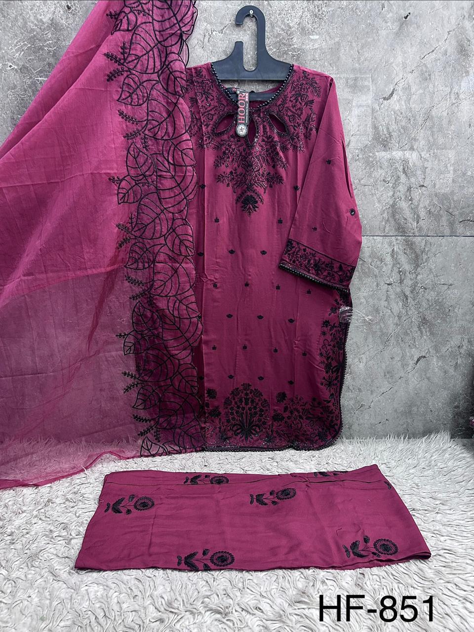 HOOR TEX PRESENT FULL STICHED PAKISTANI SUITS SERIES HF 851-A TO D 5