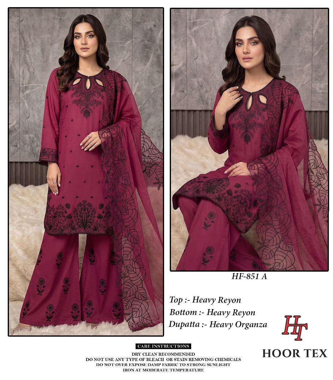 HOOR TEX PRESENT FULL STICHED PAKISTANI SUITS SERIES HF 851-A TO D 6