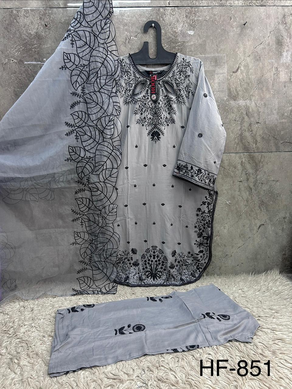HOOR TEX PRESENT FULL STICHED PAKISTANI SUITS SERIES HF 851-A TO D 9