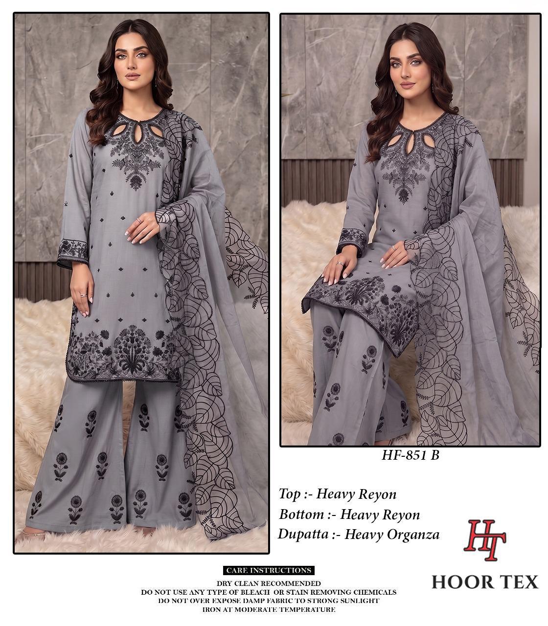 HOOR TEX PRESENT FULL STICHED PAKISTANI SUITS SERIES HF 851-A TO D 3