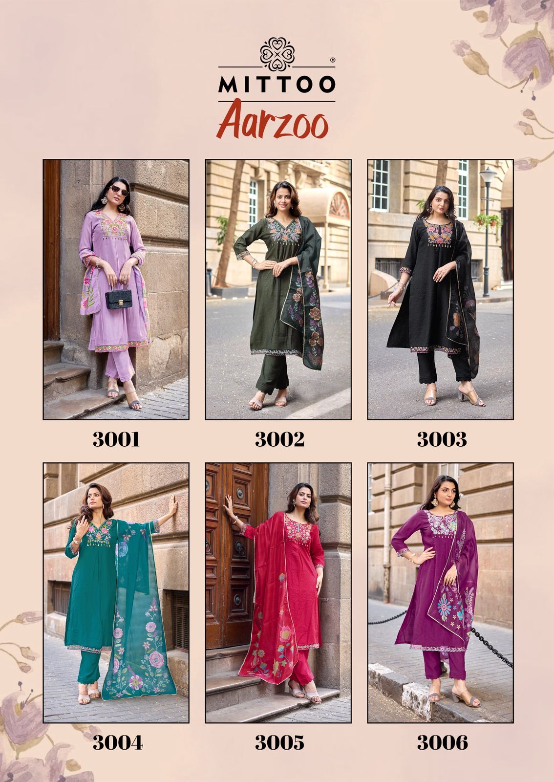 MITTO PRESENT  CATLOUGLE AARZOO SERIES 3001-3006 WITH VISCOSE WEAVING AND THREAD WORK WITH HANKWORK 1