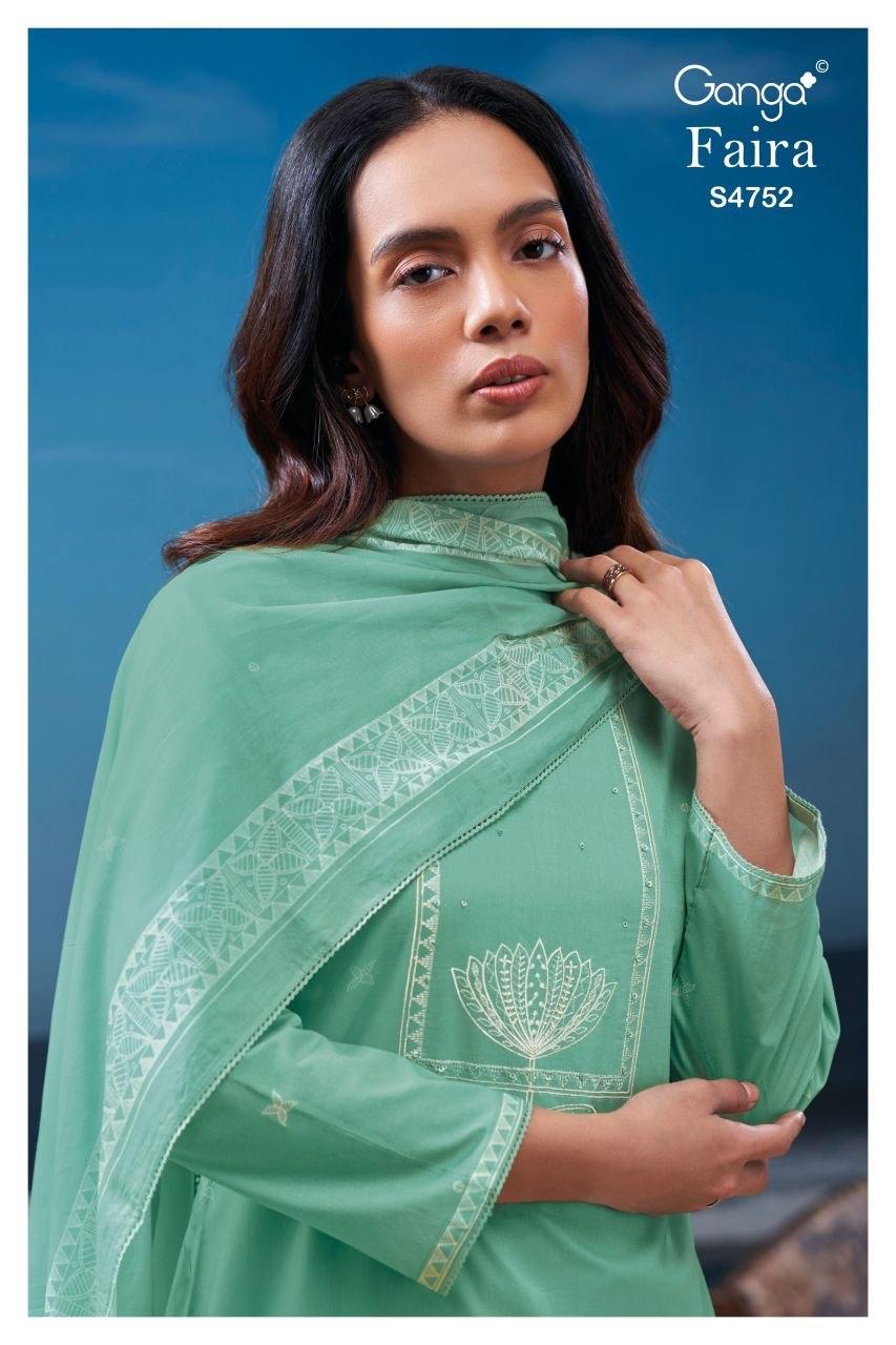 GANGA PRESENT UNSTICH COTTON SUIT FAIRA CATLOUGLE SERIES 4752 11