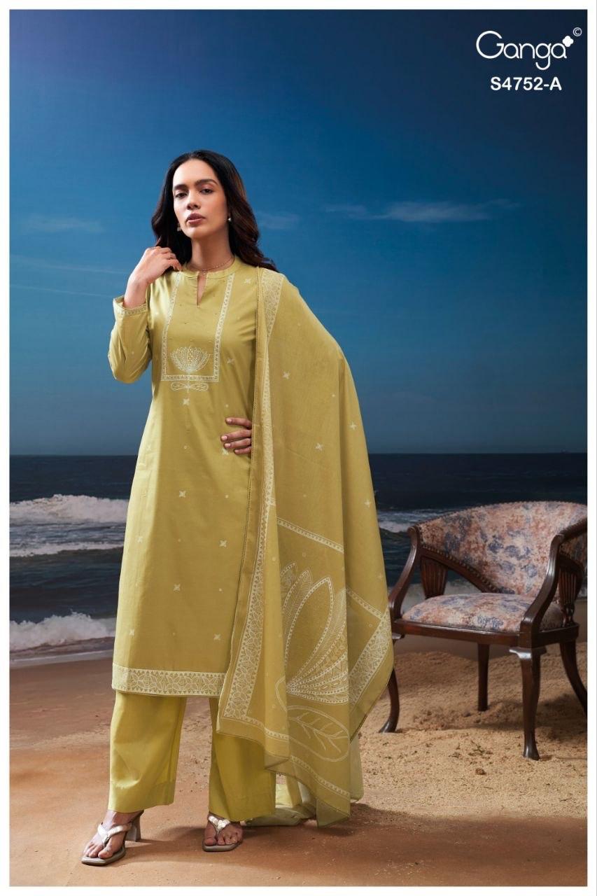 GANGA PRESENT UNSTICH COTTON SUIT FAIRA CATLOUGLE SERIES 4752 9