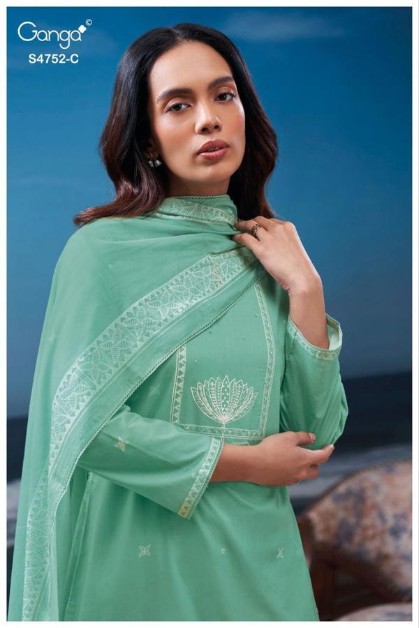 GANGA PRESENT UNSTICH COTTON SUIT FAIRA CATLOUGLE SERIES 4752