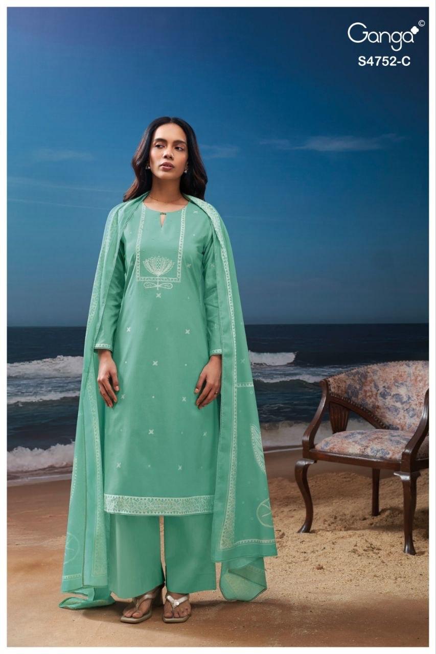 GANGA PRESENT UNSTICH COTTON SUIT FAIRA CATLOUGLE SERIES 4752 8