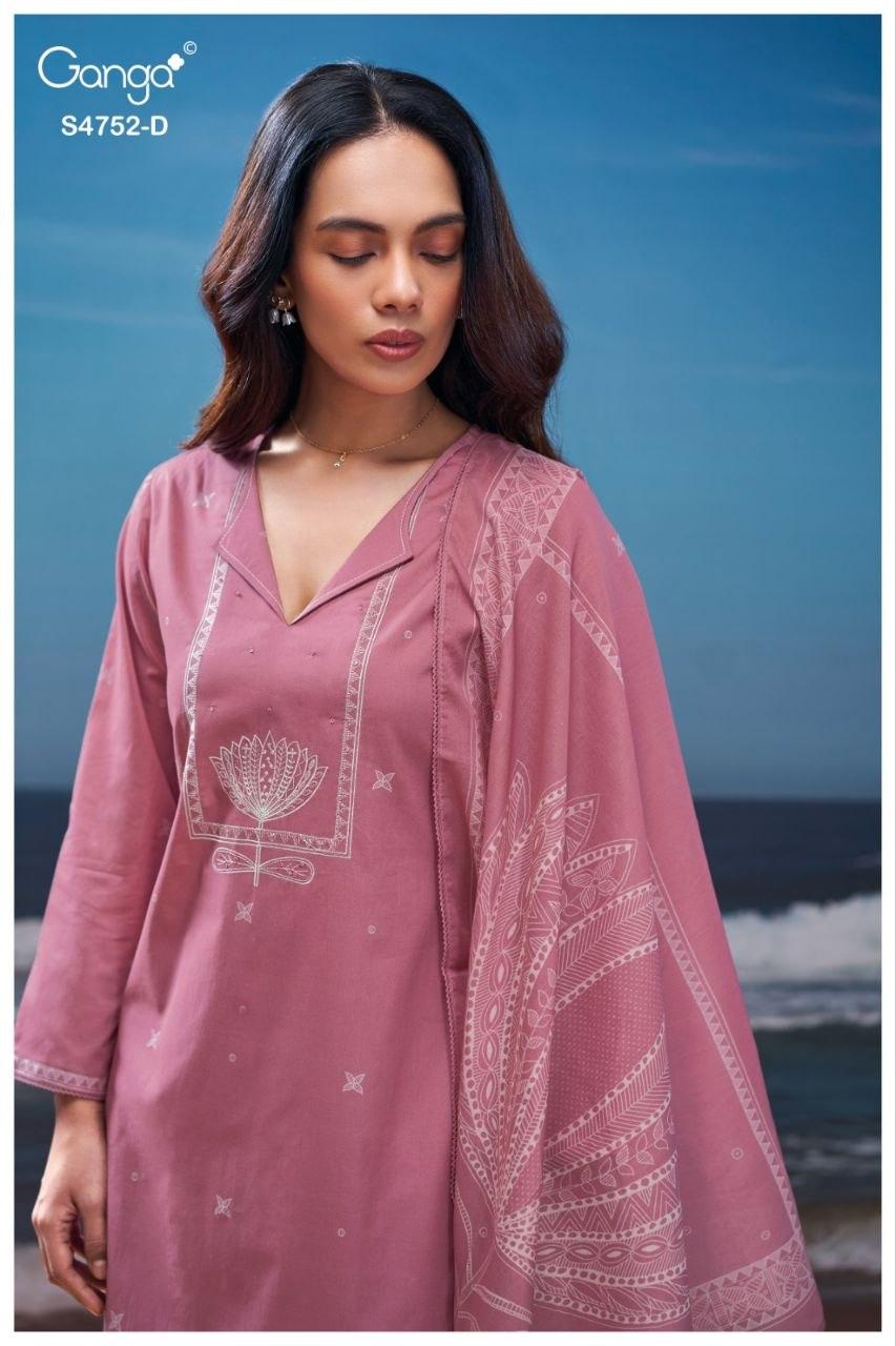 GANGA PRESENT UNSTICH COTTON SUIT FAIRA CATLOUGLE SERIES 4752 4