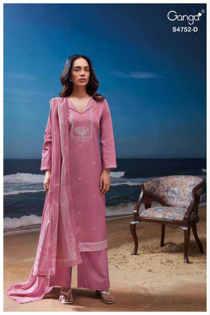 GANGA PRESENT UNSTICH COTTON SUIT FAIRA CATLOUGLE SERIES 4752 3
