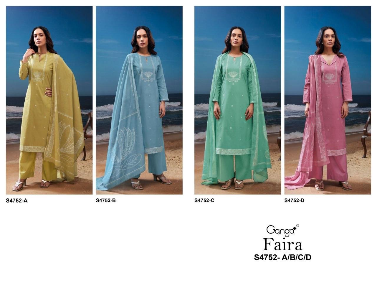 GANGA PRESENT UNSTICH COTTON SUIT FAIRA CATLOUGLE SERIES 4752 2