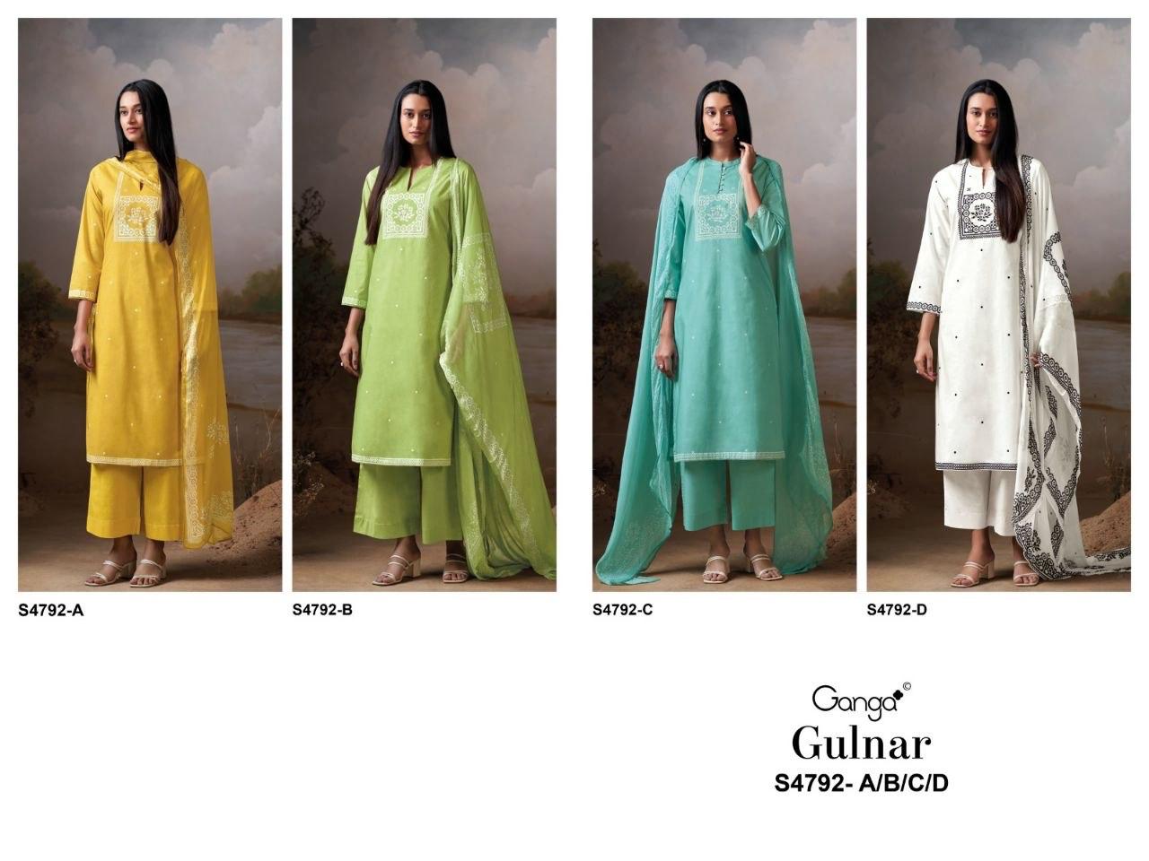 GANGA PRESENT UNSTICH COTTON SUIT GULNAAR SERIES 4752 10