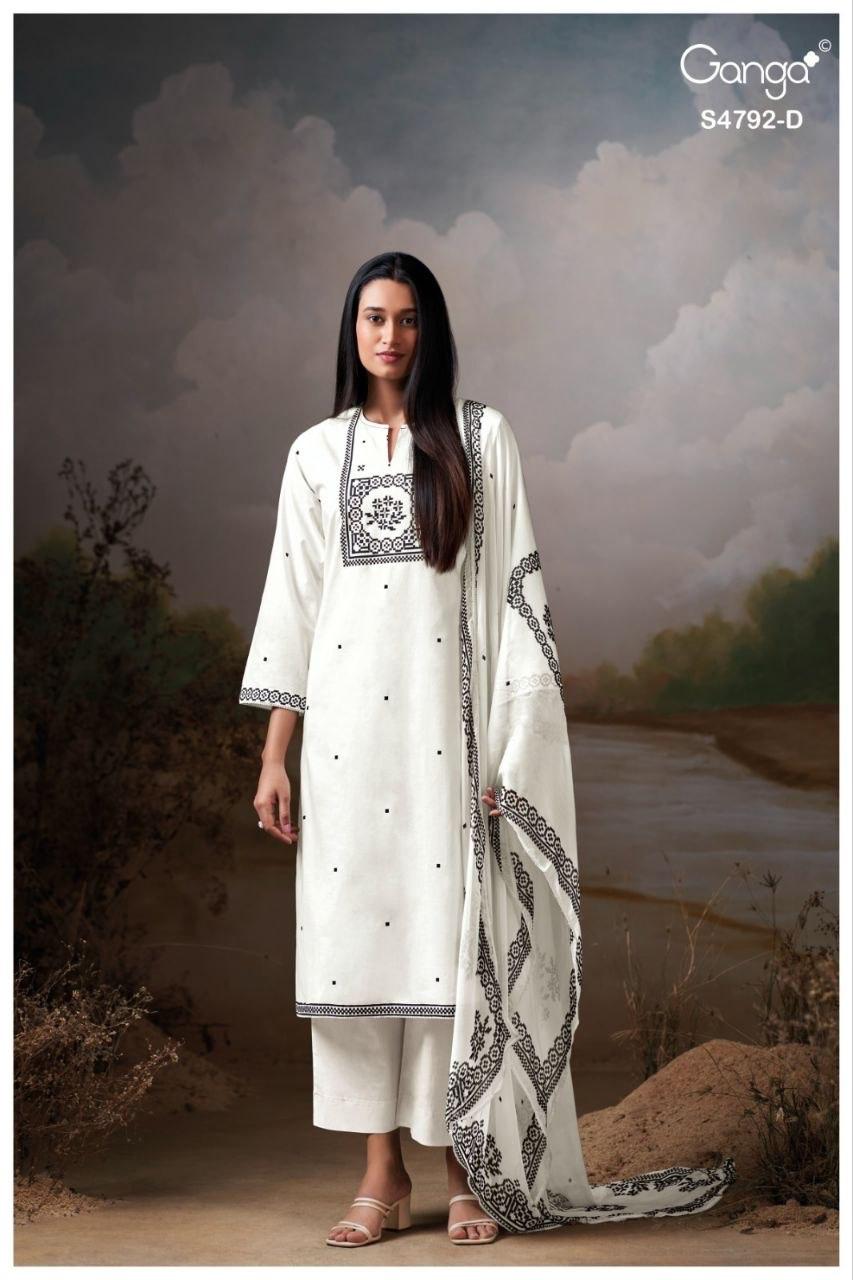 GANGA PRESENT UNSTICH COTTON SUIT GULNAAR SERIES 4752 11