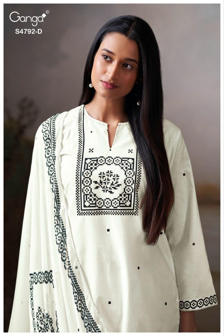 GANGA PRESENT UNSTICH COTTON SUIT GULNAAR SERIES 4752 8