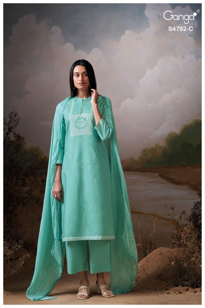 GANGA PRESENT UNSTICH COTTON SUIT GULNAAR SERIES 4752 7