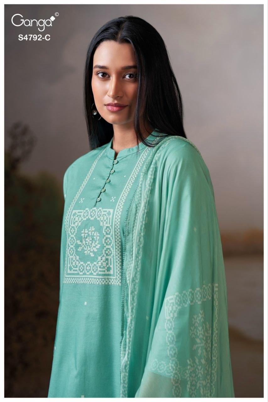 GANGA PRESENT UNSTICH COTTON SUIT GULNAAR SERIES 4752 6