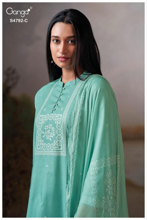 GANGA PRESENT UNSTICH COTTON SUIT GULNAAR SERIES 4752