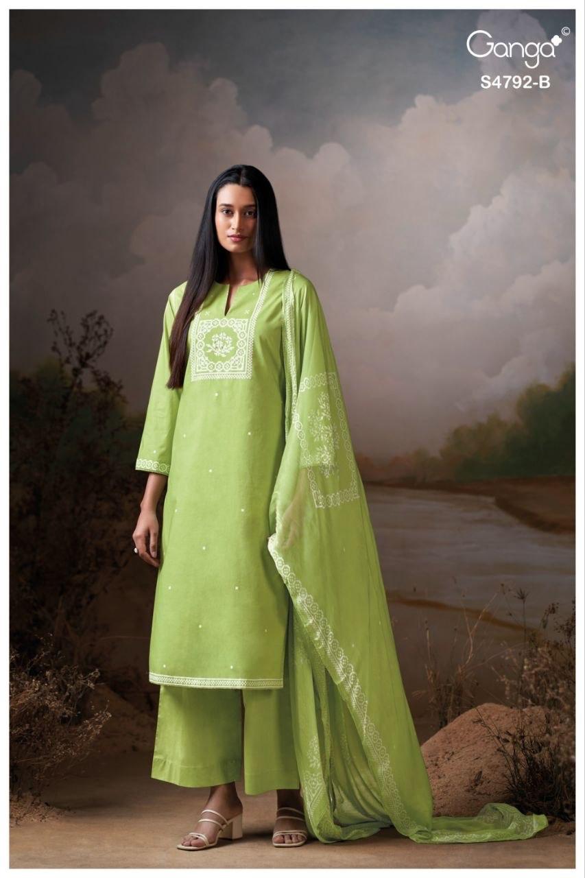 GANGA PRESENT UNSTICH COTTON SUIT GULNAAR SERIES 4752 5