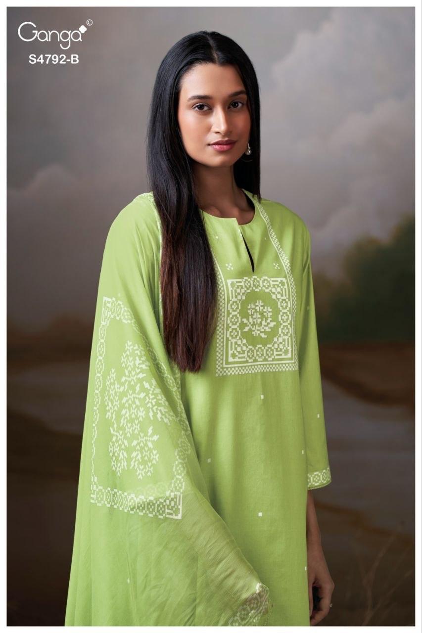 GANGA PRESENT UNSTICH COTTON SUIT GULNAAR SERIES 4752 3