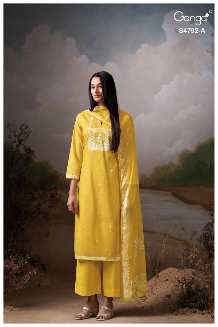 GANGA PRESENT UNSTICH COTTON SUIT GULNAAR SERIES 4752 4