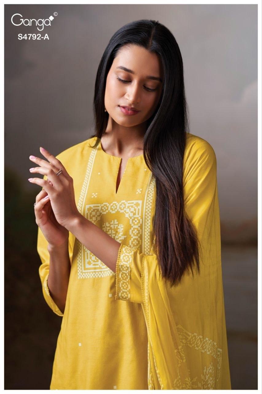 GANGA PRESENT UNSTICH COTTON SUIT GULNAAR SERIES 4752 2
