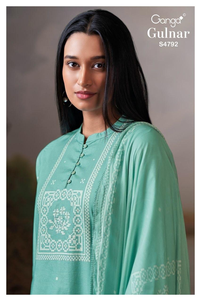 GANGA PRESENT UNSTICH COTTON SUIT GULNAAR SERIES 4752 1