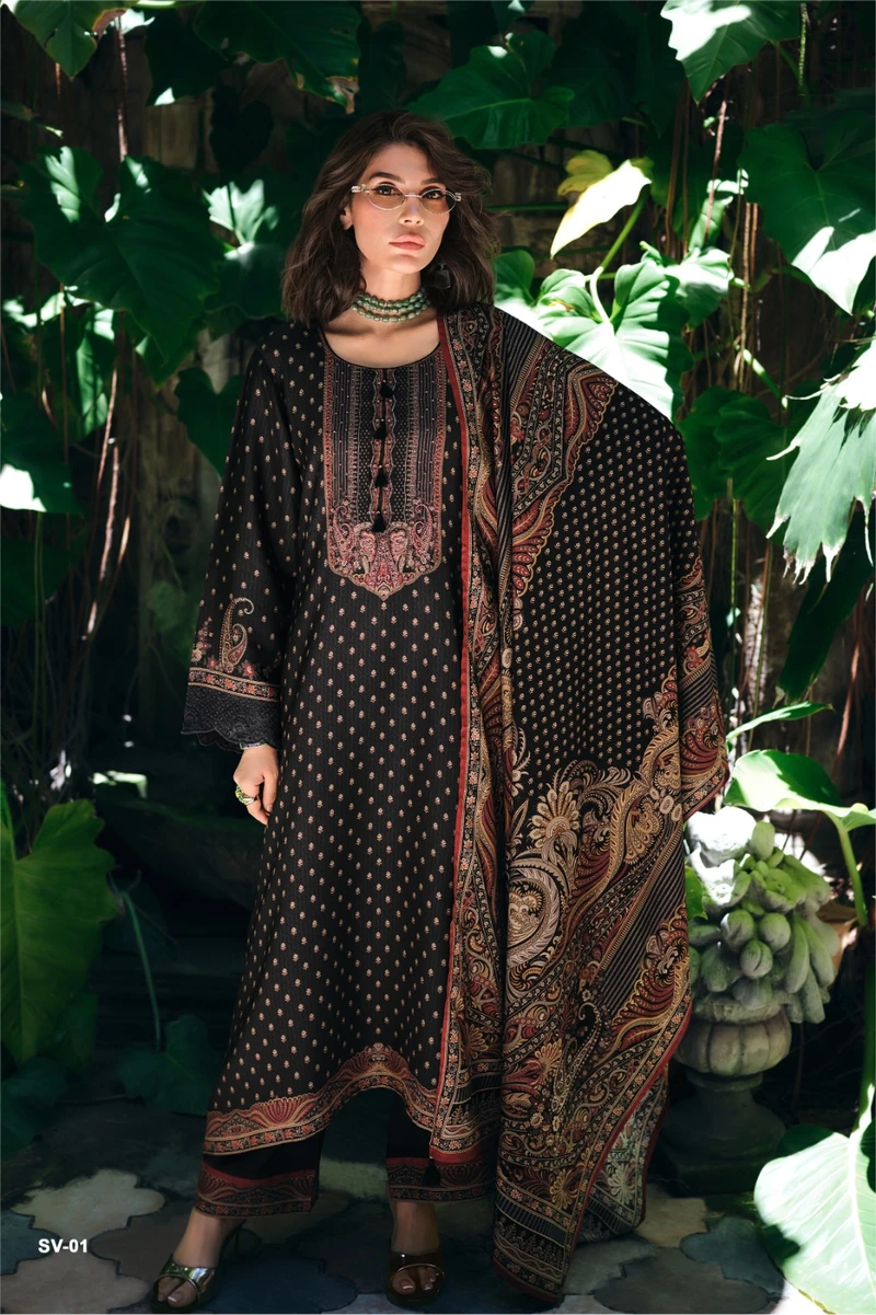 VARSHA PRESENT NEW CATLOUGLE SVARA SERIES SV 01-SV 04 VISCOSES CREPE UNSTICH SUIT 7