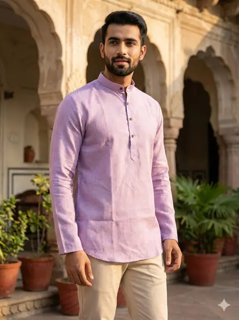 Men’s Khadi Linen Short Kurta for Festive & Casual Wear 4
