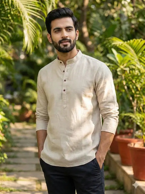 Men’s Khadi Linen Short Kurta for Festive & Casual Wear 2