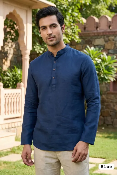 Men’s Khadi Linen Short Kurta for Festive & Casual Wear 10