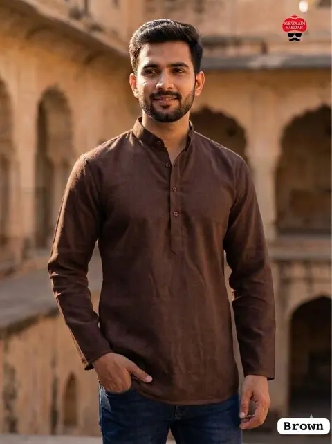 Men’s Khadi Linen Short Kurta for Festive & Casual Wear 9
