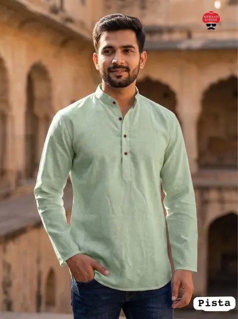 Men’s Khadi Linen Short Kurta for Festive & Casual Wear 8