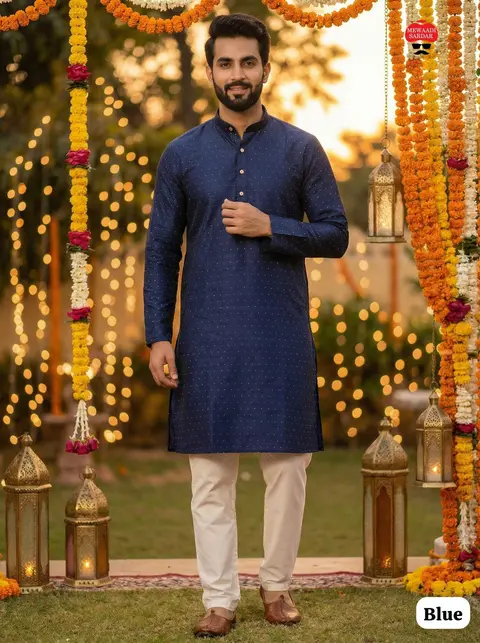 Traditional South Indian Function Wear Kurta Pyjama Set 10