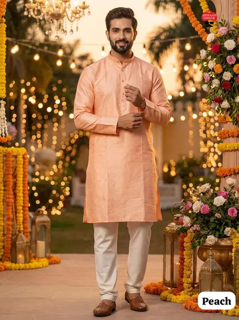 Traditional South Indian Function Wear Kurta Pyjama Set 7