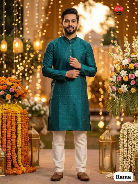 Traditional South Indian Function Wear Kurta Pyjama Set 8