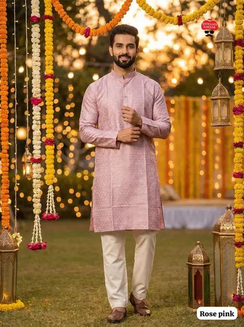 Traditional South Indian Function Wear Kurta Pyjama Set 5