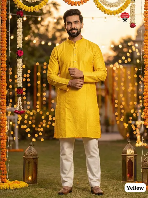 Traditional South Indian Function Wear Kurta Pyjama Set 3