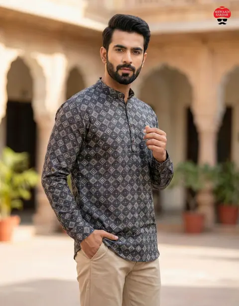 Men’s Premium Cotton Full Sleeves Shirt Kurta – Hit Print Collection 1