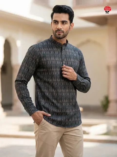Smart Fit Full Sleeve Cotton Kurta Shirt for Men 1