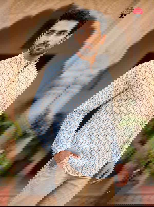 Men’s Printed Cotton Kurta Shirt – Full Sleeve Hit Print Collection