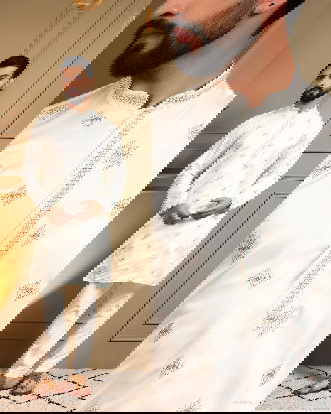 Men’s Royal Silk Kurta Pyjama with Embroidery Sequins Work 1