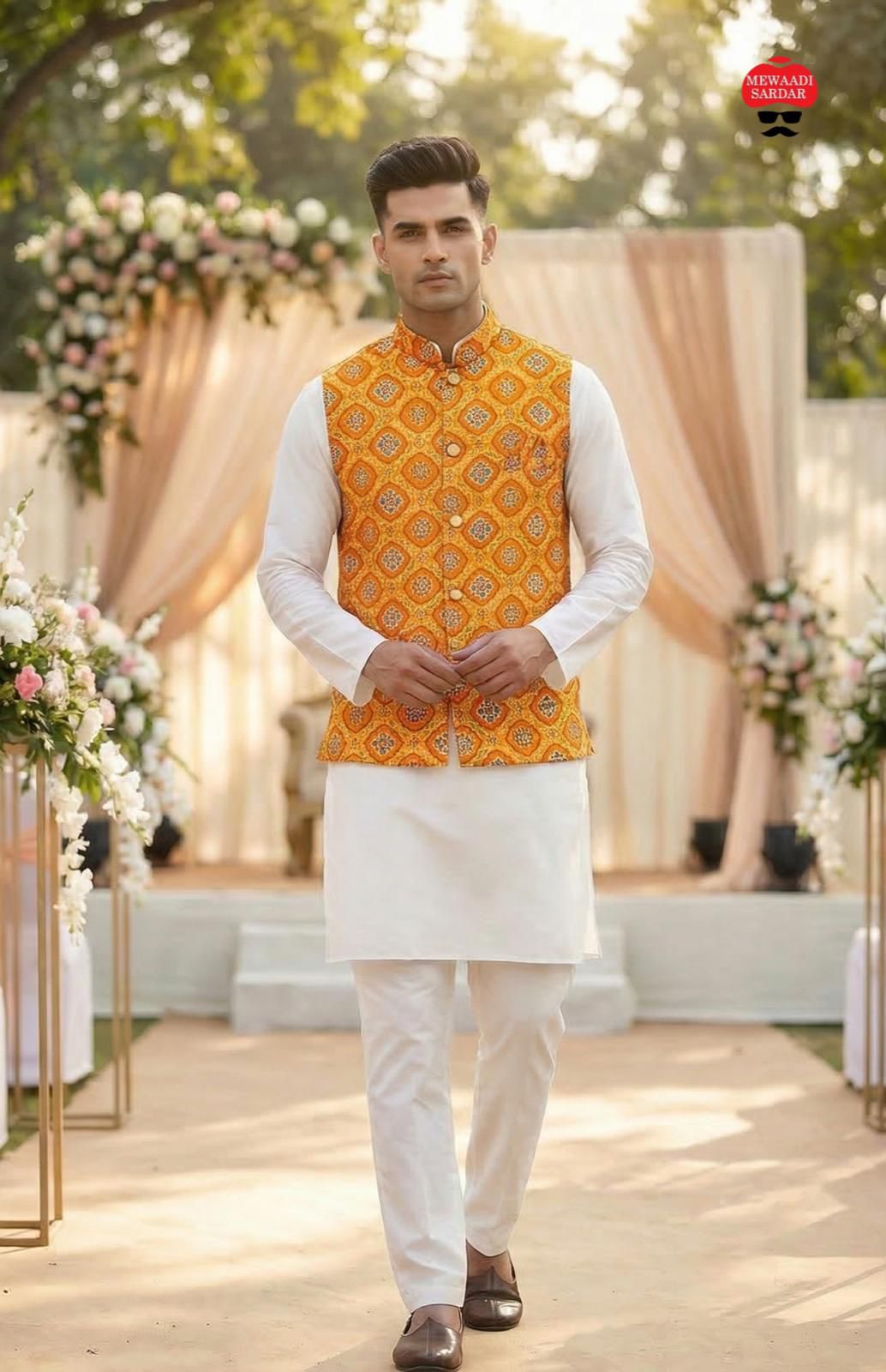Luxury Malai Satin Kurta Koti Set for Wedding & Party Wear 1